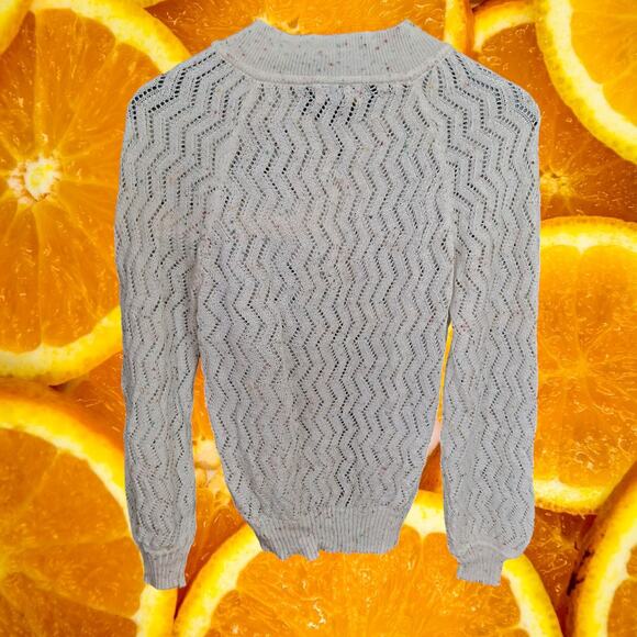 Vintage Mariea Kim Loose Knit White Long Sleeve Sweater - Picture 6 of 7